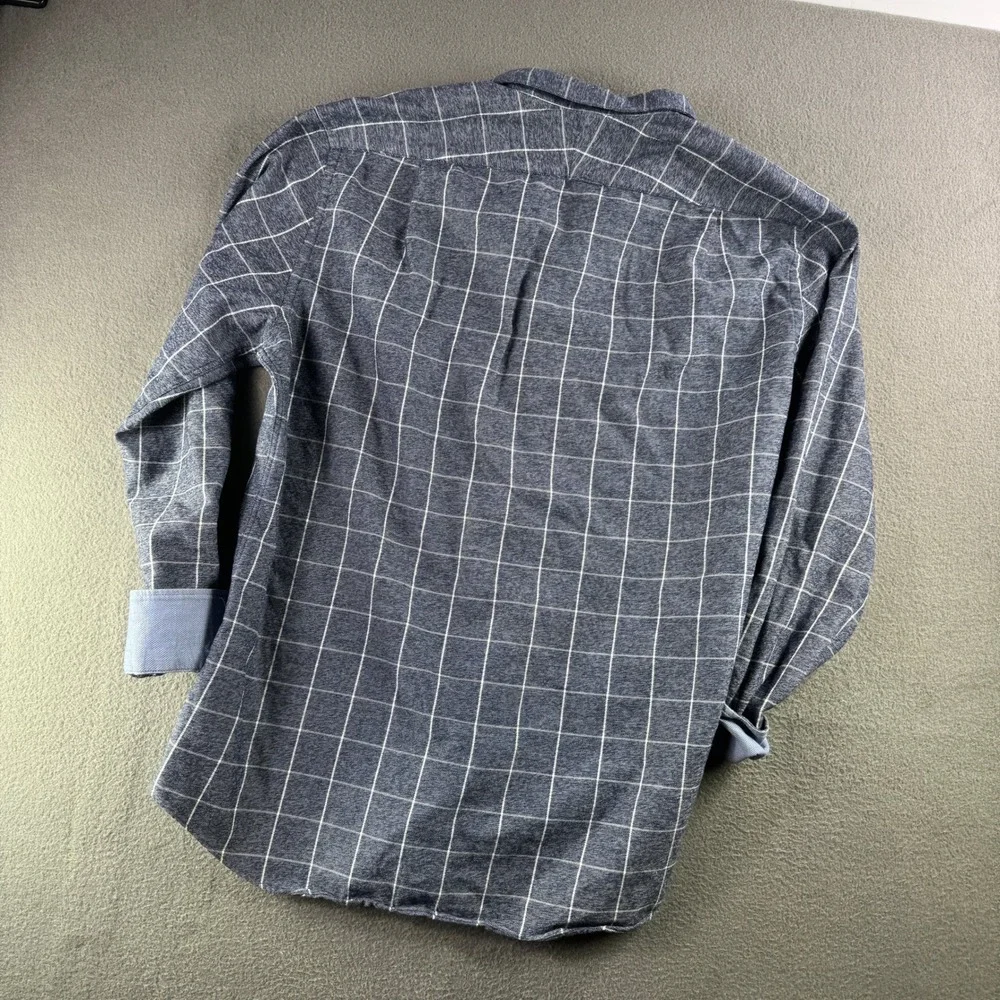 Charles Tyrwhitt Shirt Men XL Slim‎ Fit Gray Plaid 100% Cotton Flip Cuff Check - Picture 3 of 9